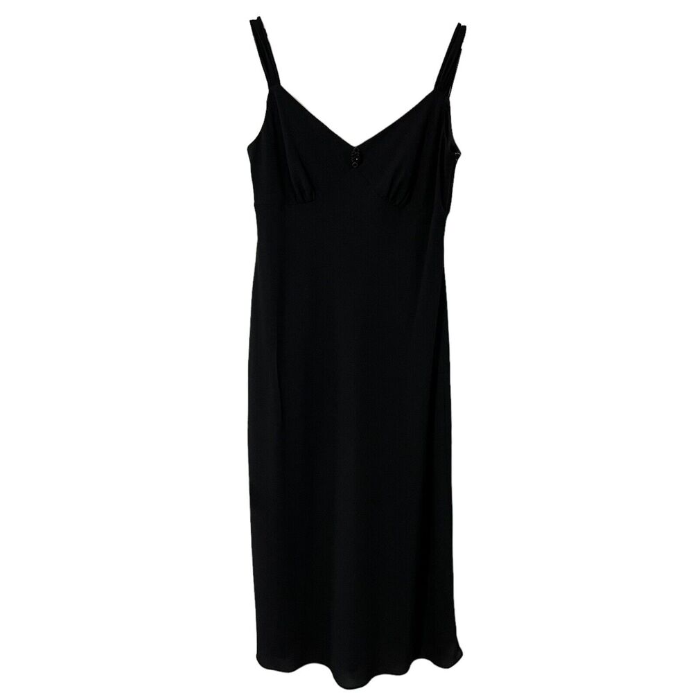 Vtg Size 12 Jones Wear Dress Y2K Black Empress Sheath Black Midi Women’s LBD NEW